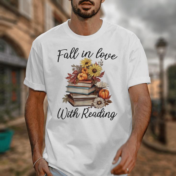 Fall In Love With Reading Book Autumn Teachers Pumpkins Unisex T-Shirt, funny design Fall In Love With Reading Book Autumn Teachers Pumpkins Unisex T-Shirt, funny design