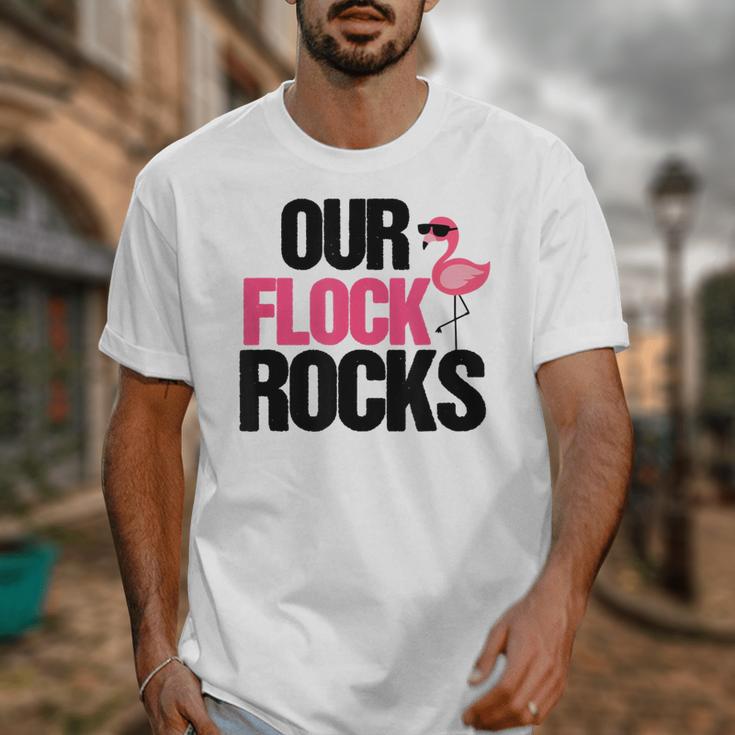 Our Flock Rocks Flamingo Mother's Day Teacher Unisex T-Shirt, funny design Our Flock Rocks Flamingo Mother's Day Teacher Unisex T-Shirt, funny design