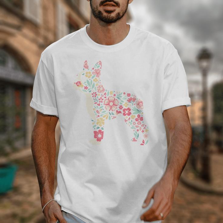 Floral FLower Boston Terrier Mom Grandma Unisex T-Shirt, Couple Gifts, Mom Gifts, Boston Terrier Mom Gifts, funny design
