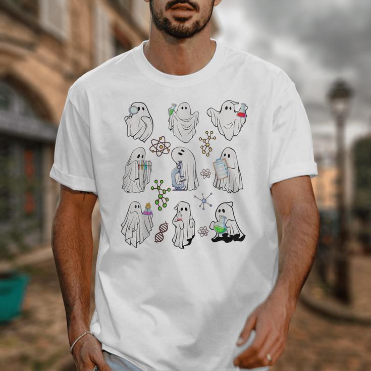 Ghost Science Teacher Chemistry Laboratory Halloween Costume Unisex T-Shirt, Science Teacher Gifts, funny design