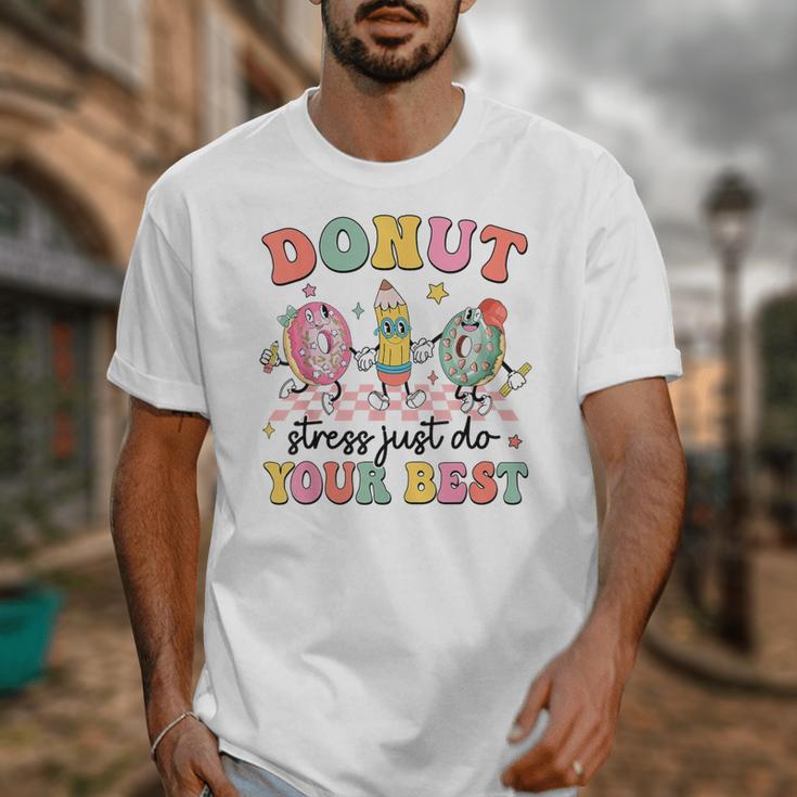 Groovy Donut Stress Just Do Your Best Testing Day Teachers Unisex T-Shirt, funny design Groovy Donut Stress Just Do Your Best Testing Day Teachers Unisex T-Shirt, funny design