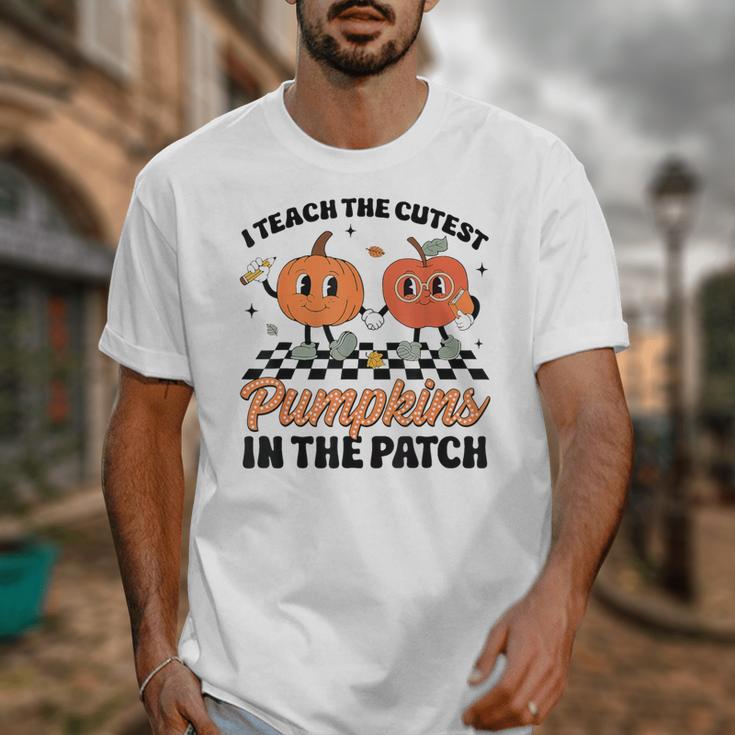 Groovy I Teach The Cutest Pumpkins In The Patch For Teacher Unisex T-Shirt, Groovy Teacher Gifts, funny design Groovy I Teach The Cutest Pumpkins In The Patch For Teacher Unisex T-Shirt, Groovy Teacher Gifts, funny design