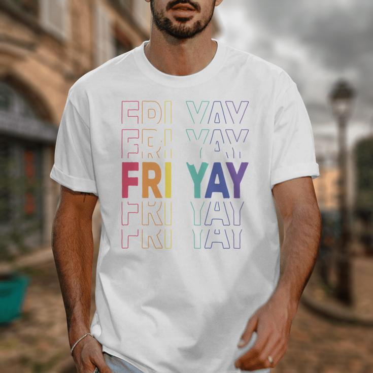 Happy Fri Yay Teacher Friday Saying Unisex T-Shirt, funny design