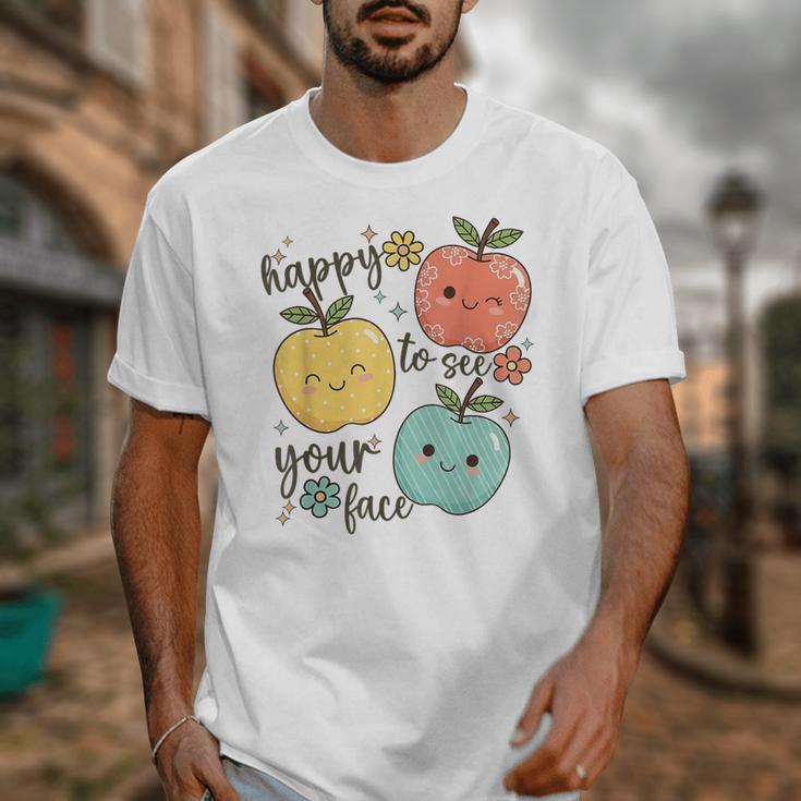 Happy To See Your Face Teacher Apple Unisex T-Shirt, funny design