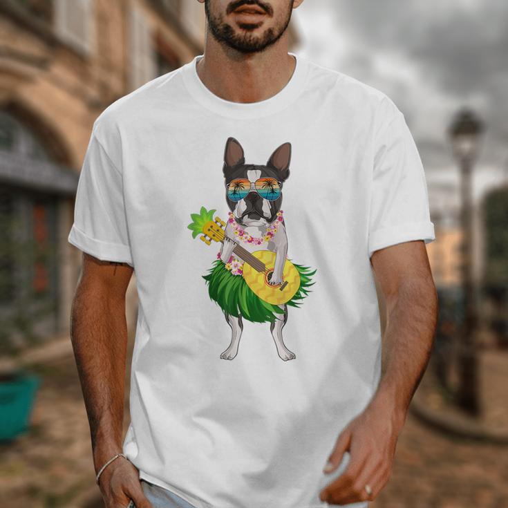 Hawaiian Boston Terrier Dog Pineapple Ukulele Summer For Men Women Girls Kids Unisex T-Shirt, funny design