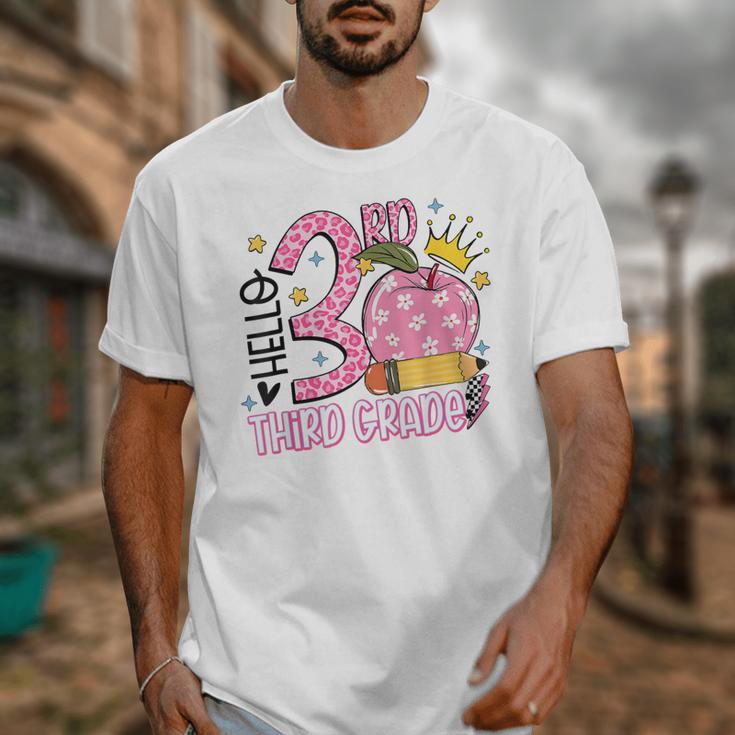 Hello 3rd Third Grade Back To School Pink Leopard Teacher Unisex T-Shirt, funny design Hello 3rd Third Grade Back To School Pink Leopard Teacher Unisex T-Shirt, funny design