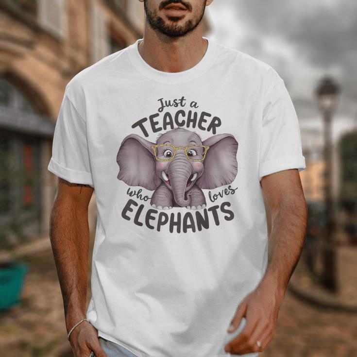 Just a Teacher Who Loves Elephants Elephant Lover Educator Unisex T-Shirt, funny design