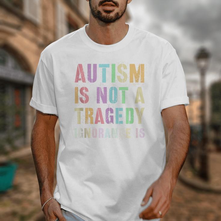 Kids AUTISM IS NOT A TRAGEDY IGNORANCE IS Proud Teacher Crew Unisex T-Shirt, funny design Kids AUTISM IS NOT A TRAGEDY IGNORANCE IS Proud Teacher Crew Unisex T-Shirt, funny design