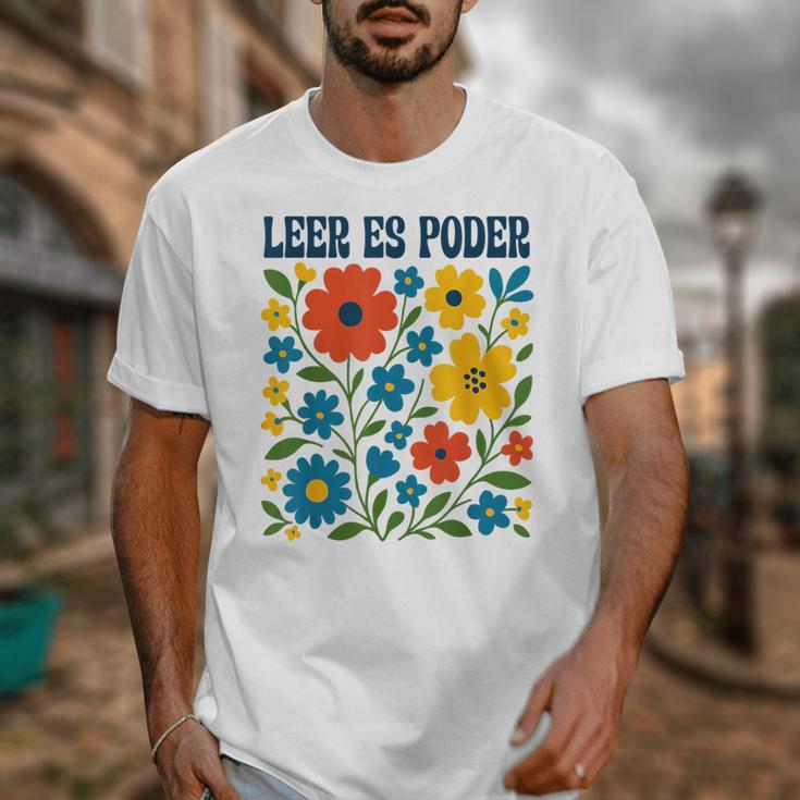 Leer Es Poder Cute Floral Boho Spanish Teacher Reading Unisex T-Shirt, funny design Leer Es Poder Cute Floral Boho Spanish Teacher Reading Unisex T-Shirt, funny design