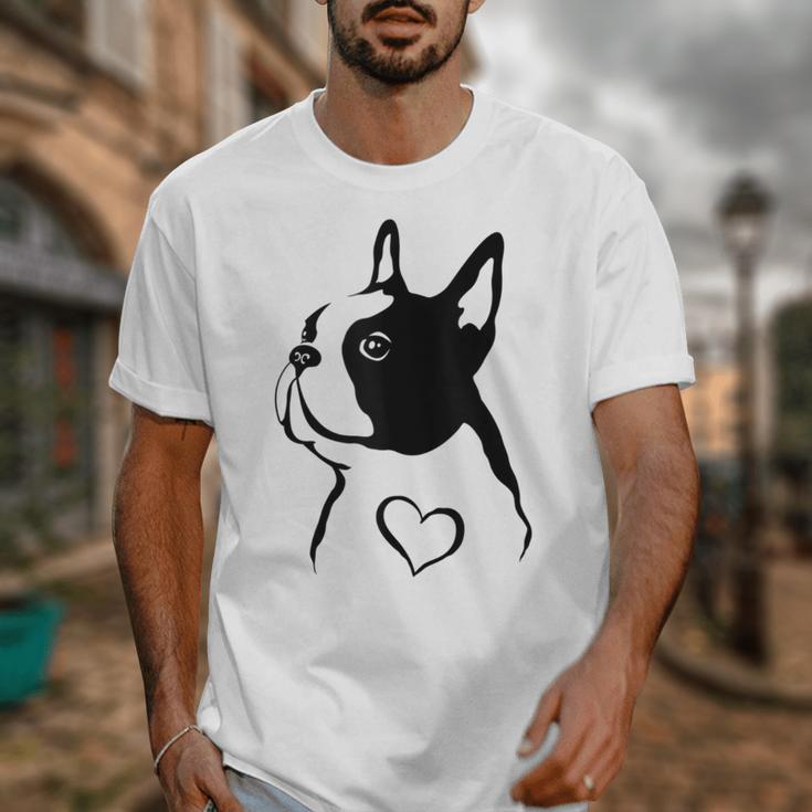 I Love My Boston Terrier Dog With Heart Unisex T-Shirt, funny design