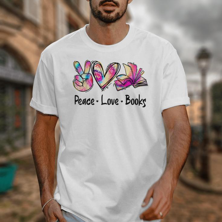 Peace Love Books Librarian Teacher Life Book Library Tie Dye Unisex T-Shirt, funny design Peace Love Books Librarian Teacher Life Book Library Tie Dye Unisex T-Shirt, funny design