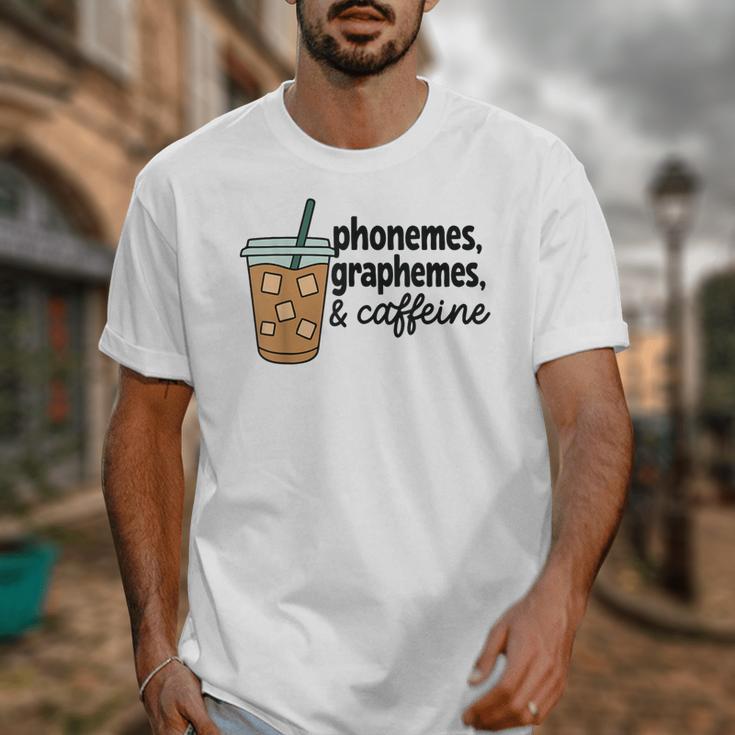 Phonemes Graphemes And Caffeine Coffee Teacher Appreciation Unisex T-Shirt, funny design Phonemes Graphemes And Caffeine Coffee Teacher Appreciation Unisex T-Shirt, funny design