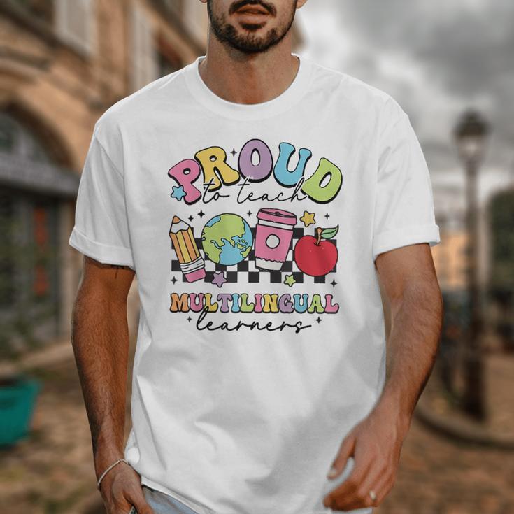 Retro Proud To Teach Multilingual Learners English Teacher Unisex T-Shirt, English Teacher Gifts, funny design Retro Proud To Teach Multilingual Learners English Teacher Unisex T-Shirt, English Teacher Gifts, funny design