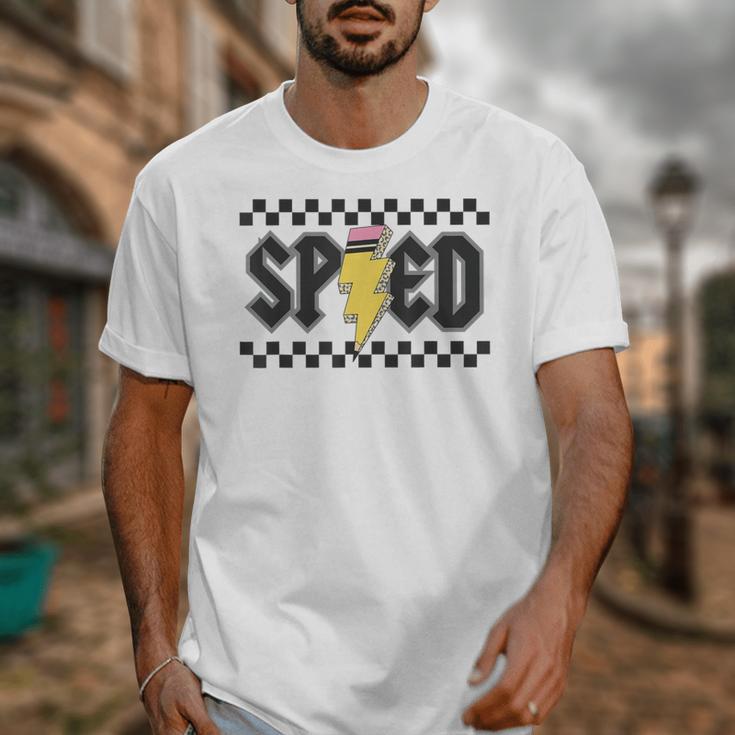 Retro SPED Teacher Pencil Lightning Bolt Back To School Unisex T-Shirt, funny design Retro SPED Teacher Pencil Lightning Bolt Back To School Unisex T-Shirt, funny design