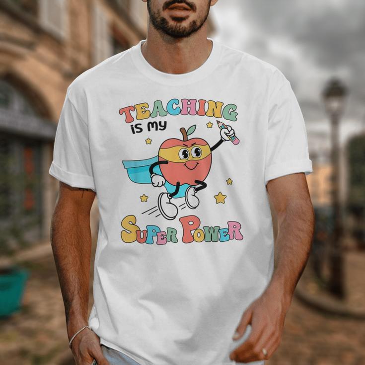 Retro Teaching Is My Superpower Apple Teacher Appreciation Unisex T-Shirt, funny design Retro Teaching Is My Superpower Apple Teacher Appreciation Unisex T-Shirt, funny design