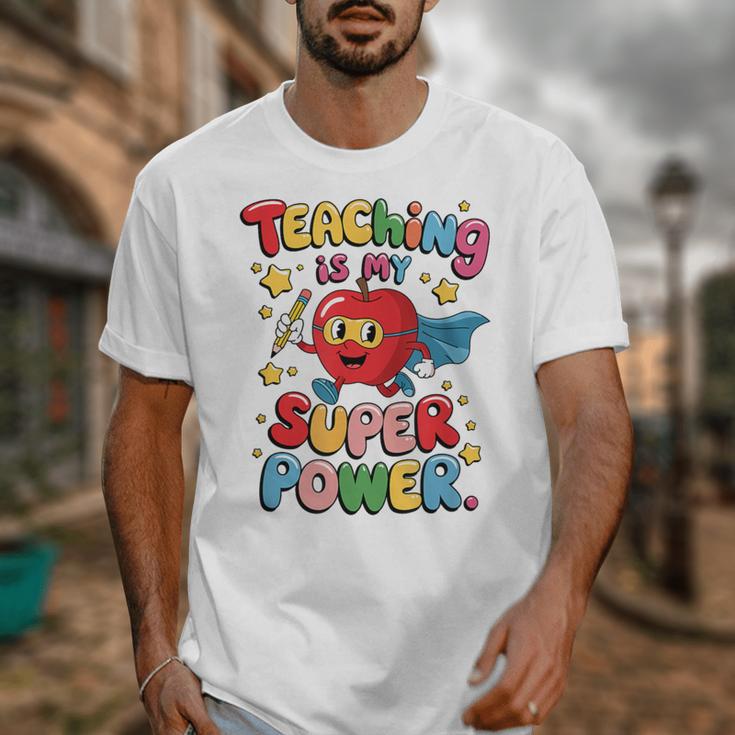 Retro Teaching Is My Superpower Apple Teacher Appreciation Unisex T-Shirt, funny design Retro Teaching Is My Superpower Apple Teacher Appreciation Unisex T-Shirt, funny design