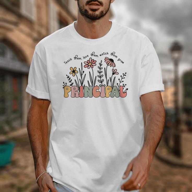 Retro Vintage Floral Principal Shirt For Women Teachers Day Unisex T-Shirt, funny design