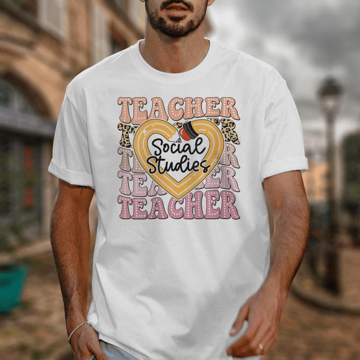 Social Studies Teacher Pencil Heart Leopard Back To School Unisex T-Shirt, funny design Social Studies Teacher Pencil Heart Leopard Back To School Unisex T-Shirt, funny design