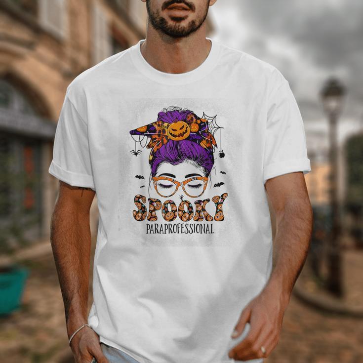 Spooky Paraprofessional Life Halloween Messy Bun Teacher For Men Women Unisex T-Shirt, funny design Spooky Paraprofessional Life Halloween Messy Bun Teacher For Men Women Unisex T-Shirt, funny design