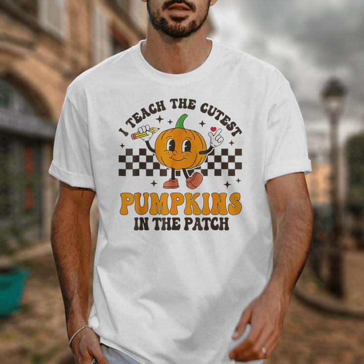 I Teach The Cutest Pumpkins In The Patch Groovy Teacher Fall Unisex T-Shirt, Groovy Teacher Gifts, funny design