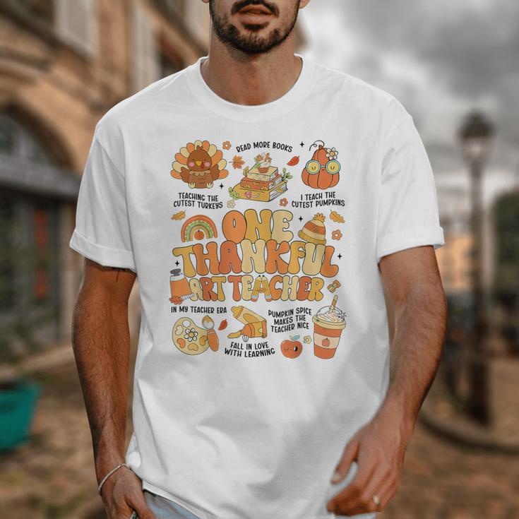 Thanksgiving One Thankful Art Teacher Fall Groovy Men Women Unisex T-Shirt, Groovy Teacher Gifts, funny design Thanksgiving One Thankful Art Teacher Fall Groovy Men Women Unisex T-Shirt, Groovy Teacher Gifts, funny design
