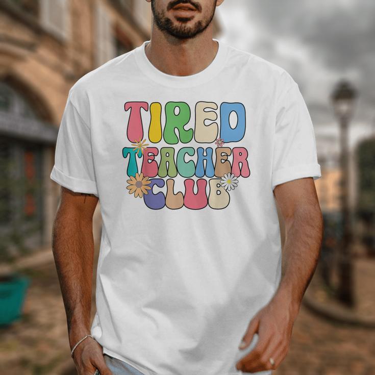 Tired Teachers Club Groovy Teachers Back To School Unisex T-Shirt, funny design Tired Teachers Club Groovy Teachers Back To School Unisex T-Shirt, funny design