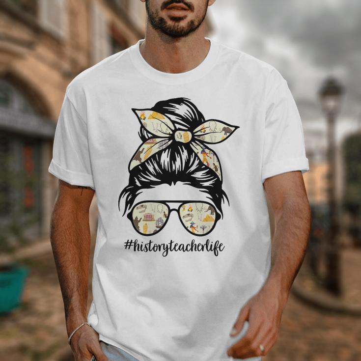 History Teacher Messy Bun Life Hair Glasses Unisex T-Shirt, History Teacher Gifts, funny design History Teacher Messy Bun Life Hair Glasses Unisex T-Shirt, History Teacher Gifts, funny design