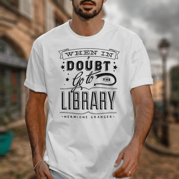 When In Doubt Go To The Library Teacher Vintage Book Lovers Unisex T-Shirt, funny design When In Doubt Go To The Library Teacher Vintage Book Lovers Unisex T-Shirt, funny design