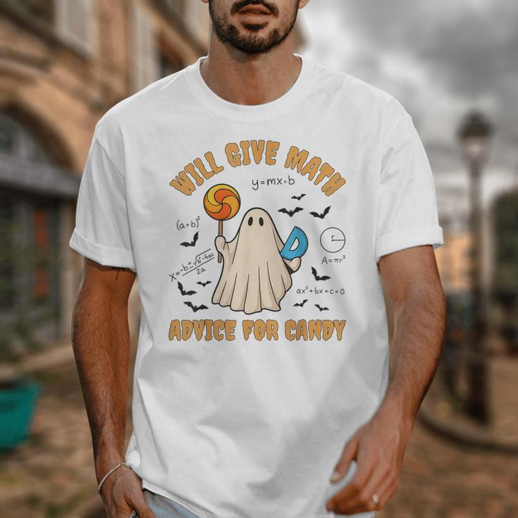 Will Give Math Advice For Candy Math Ghost Teacher Halloween Unisex T-Shirt, funny design Will Give Math Advice For Candy Math Ghost Teacher Halloween Unisex T-Shirt, funny design