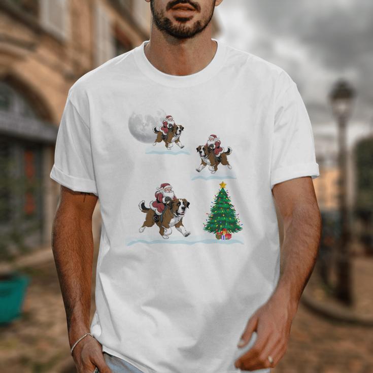 Xmas Lighting Tree Santa Riding Boston Terrier Christmas Unisex T-Shirt, Boston Terrier Christmas Gifts, Boston Terrier Riding Gifts, funny design