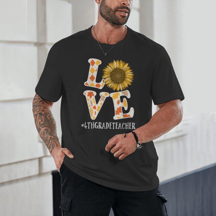4th Grade Teacher Love Autumn Fall Sunflower Appreciation Unisex T-Shirt, novelty gifts, funny gifts