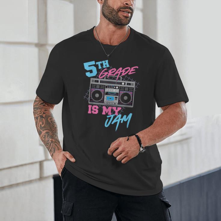 5th Grade Is My Jam Vintage 80s Boombox Teacher Student Unisex T-Shirt, novelty gifts, funny gifts