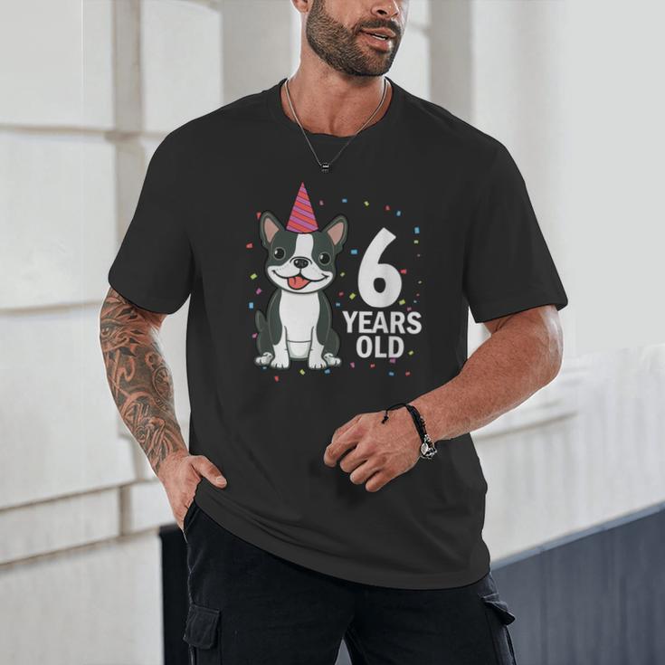 6 Years Old Birthday Boston Terrier Dog Lover 6th Party Kid Unisex T-Shirt, novelty gifts, funny gifts