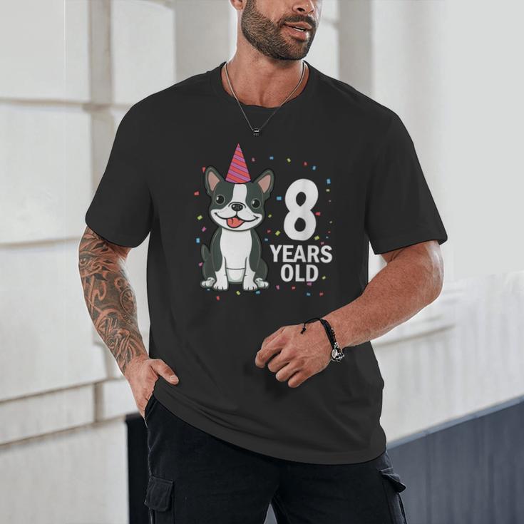 8 Years Old Birthday Boston Terrier Dog Lover 8th Party Kid Unisex T-Shirt, novelty gifts, funny gifts
