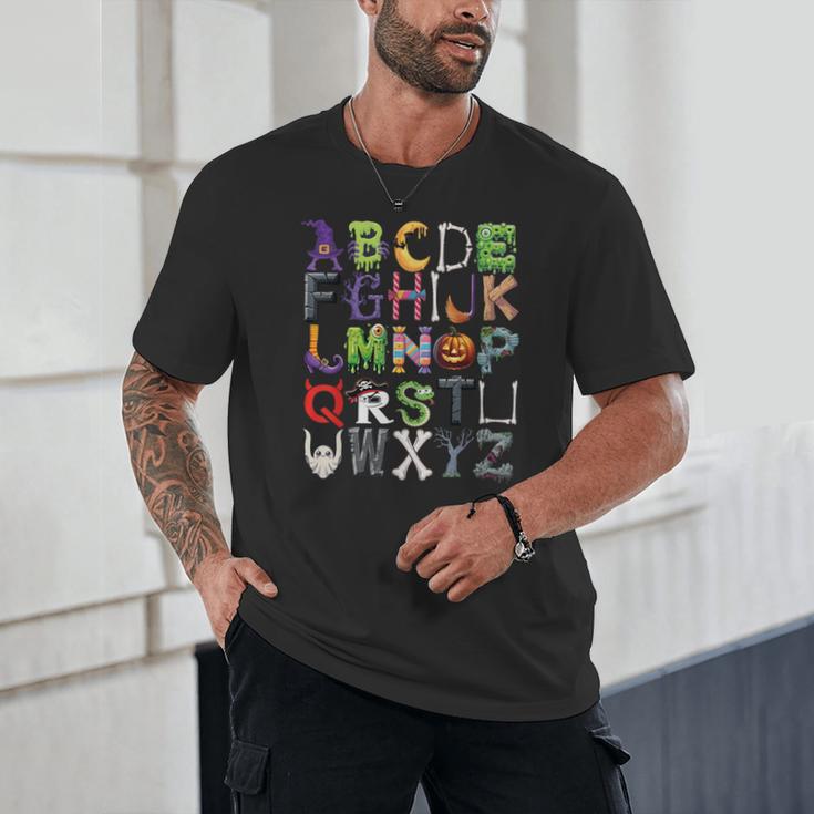 ABCs Alphabet Halloween Learning Kindergarten Teachers Unisex T-Shirt, novelty gifts, funny gifts ABCs Alphabet Halloween Learning Kindergarten Teachers Unisex T-Shirt, novelty gifts, funny gifts