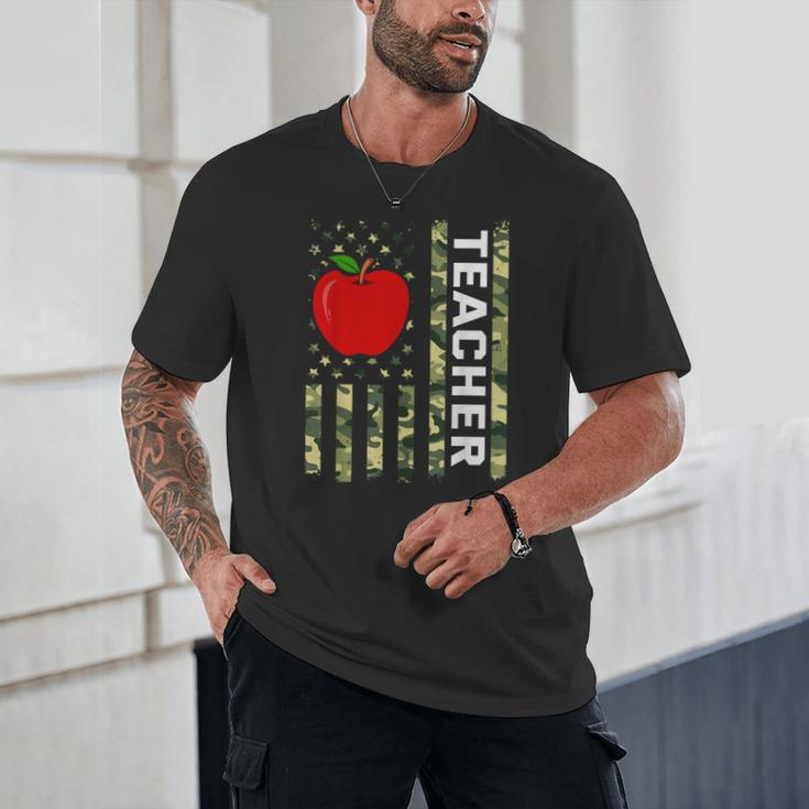 American Flag Camouflage Teacher Patriotic 4th Of July Unisex T-Shirt, novelty gifts, funny gifts