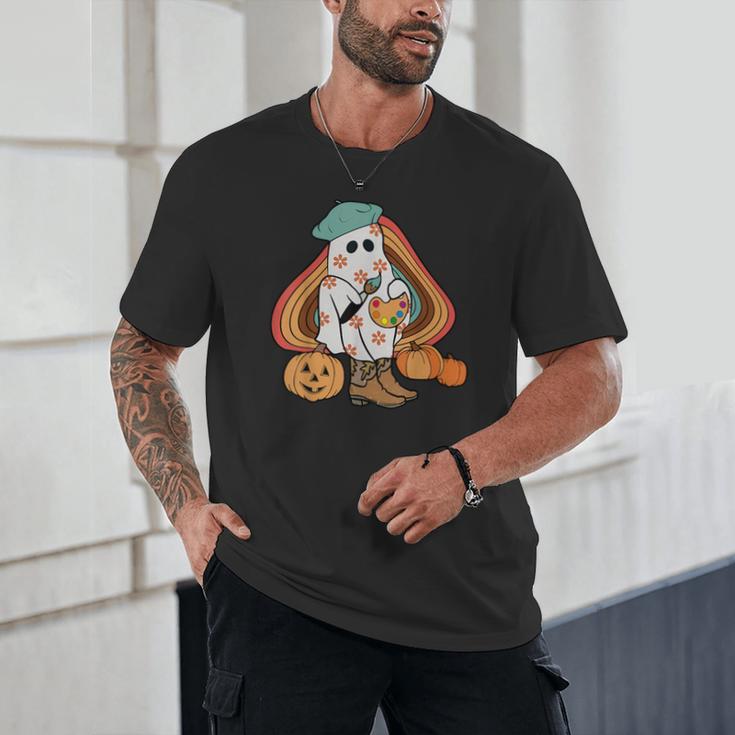 Art Teacher Painting Brushes Retro Pumpkin Ghost Artist Unisex T-Shirt, novelty gifts, funny gifts Art Teacher Painting Brushes Retro Pumpkin Ghost Artist Unisex T-Shirt, novelty gifts, funny gifts