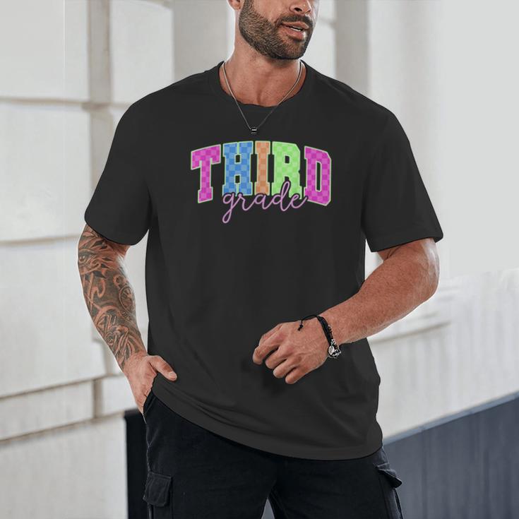 Back To School Neon Checkered Third Grade Colorful Teacher Unisex T-Shirt, novelty gifts, funny gifts Back To School Neon Checkered Third Grade Colorful Teacher Unisex T-Shirt, novelty gifts, funny gifts