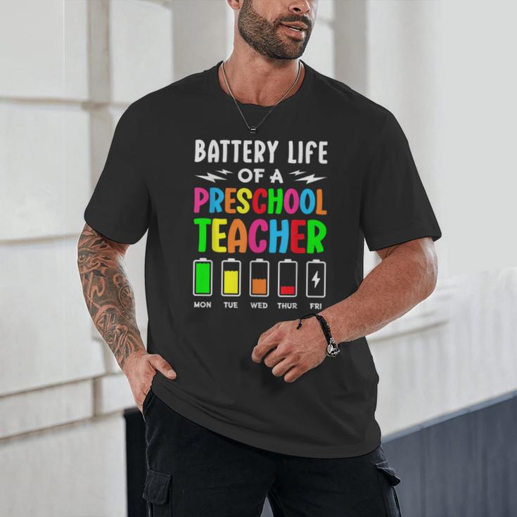 Battery Life Of a Preschool School Teacher School Week Unisex T-Shirt, novelty gifts, funny gifts Battery Life Of a Preschool School Teacher School Week Unisex T-Shirt, novelty gifts, funny gifts