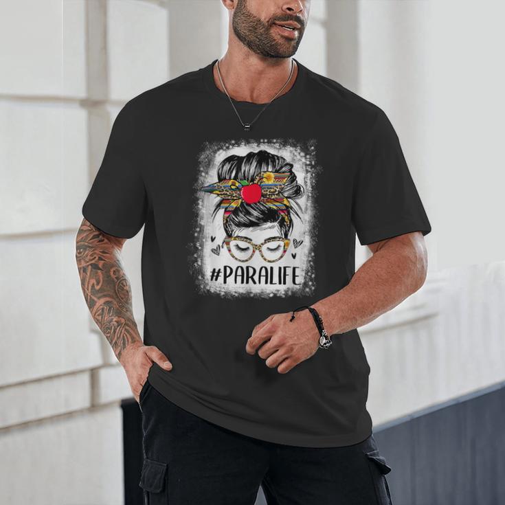 Bleached Teacher Para Life Paraprofessional Cute Messy Bun For Men Women Girls Kids Unisex T-Shirt, novelty gifts, funny gifts