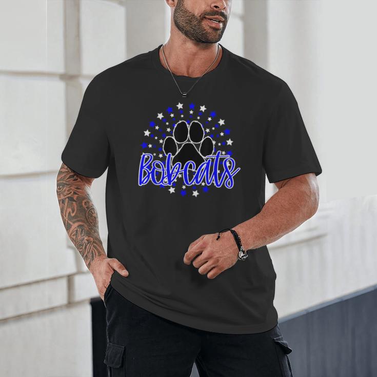 Blue Bobcats School Spirit Coquette Bow Mascot Teacher Unisex T-Shirt, novelty gifts, funny gifts
