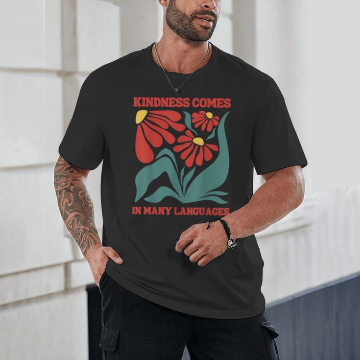 Boho Flower ESL Teacher Kindness Comes In Many Languages Unisex T-Shirt, novelty gifts, funny gifts
