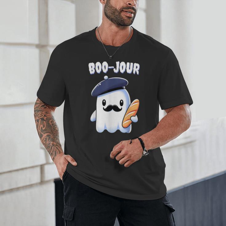 Boo Jour Ghost French Teacher Vintage Teacherlife Groovy Unisex T-Shirt, novelty gifts, funny gifts
