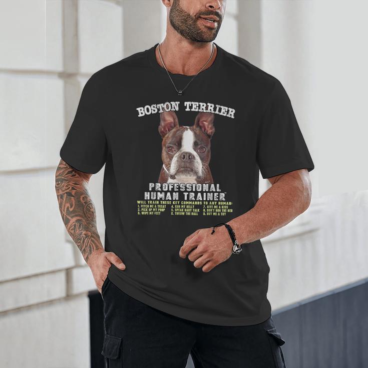 Boston Terrier Brindle Dog Professional Human Trainer Unisex T-Shirt, novelty gifts, funny gifts