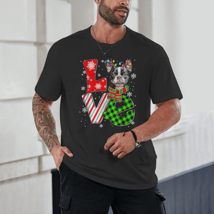 Boston Terrier Christmas Tree Lights Santa Dog Xmas For Men Women Kids Unisex T-Shirt, novelty gifts, funny gifts