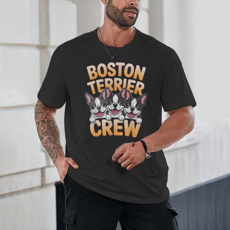 Boston Terrier Crew Cartoon For Dog Owner Pet Boston Terrier Unisex T-Shirt, novelty gifts, funny gifts