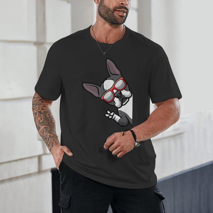 Boston Terrier Dog From Side Boston Bull Unisex T-Shirt, novelty gifts, funny gifts