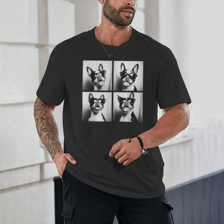 Boston Terrier Dogs With Sunglasses Photo Pets Meme Unisex T-Shirt, novelty gifts, funny gifts