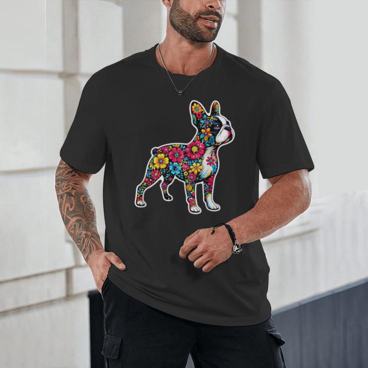 Boston Terrier Floral Vintage Dog Mom Distressed Men Women Kids Unisex T-Shirt, novelty gifts, funny gifts