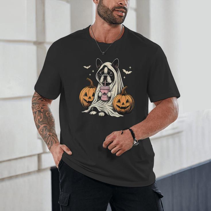 Boston Terrier Ghost Boo Halloween Costume Spooky Season Unisex T-Shirt, novelty gifts, funny gifts